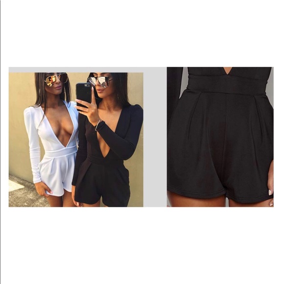 Deep V Black Romper - Picture 6 of 6